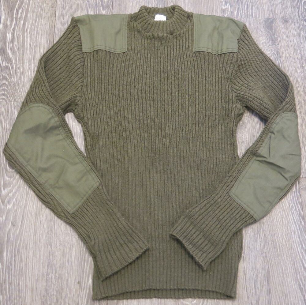 Vintage US Marine Corps Wool Sweater Size 42 Men Olive Green Mitts Nitts 1980s